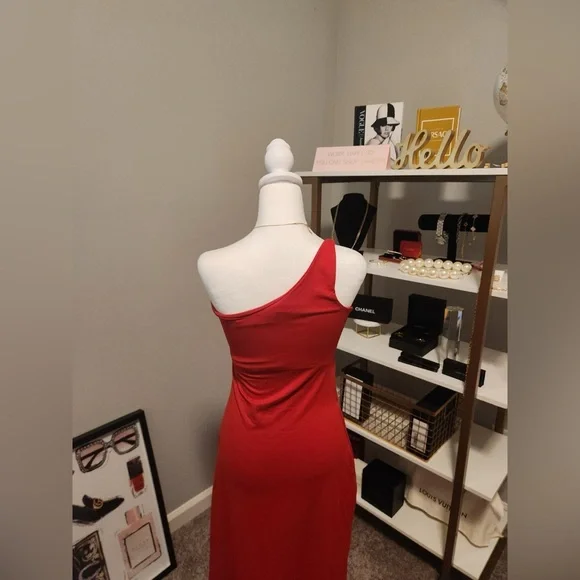 Susana Monaco one arm cut out high slit long dress / Red / Large / NWT - Picture 12 of 16